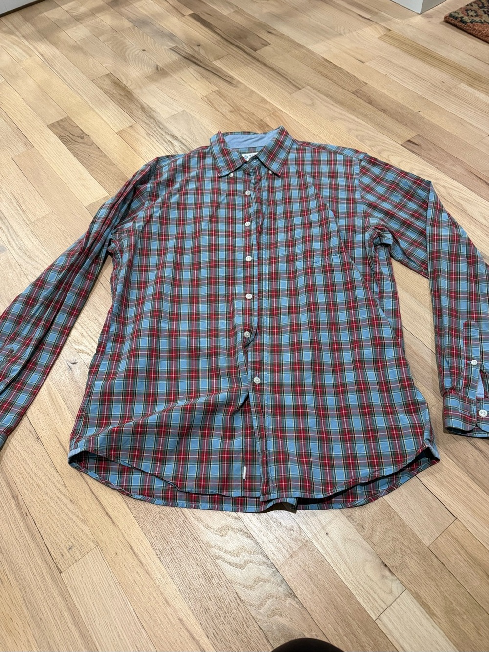 J. Crew Men's Plaid Button-Down Shirt in Red and Blue